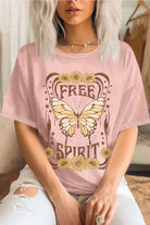 Dusty Pink Free Spirit Butterfly Graphic Tee - Rebecca James Clothing