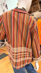 Embroidered Love Bird Striped Cotton Jacket - Rebecca James Clothing