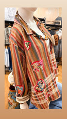 Embroidered Love Bird Striped Cotton Jacket - Rebecca James Clothing