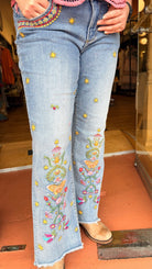 Eva Bootcut - Pocket Full of Sunshine Driftwood Denim - Rebecca James Clothing