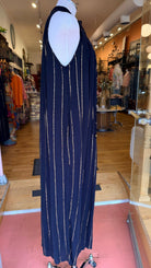 Festival Nights Black V Neck Beaded Jumpsuit - Rebecca James Clothing