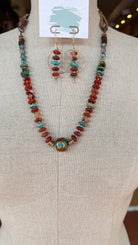 Firey Sunset Red Agate and Turquoise Necklace by RJC - Rebecca James Clothing
