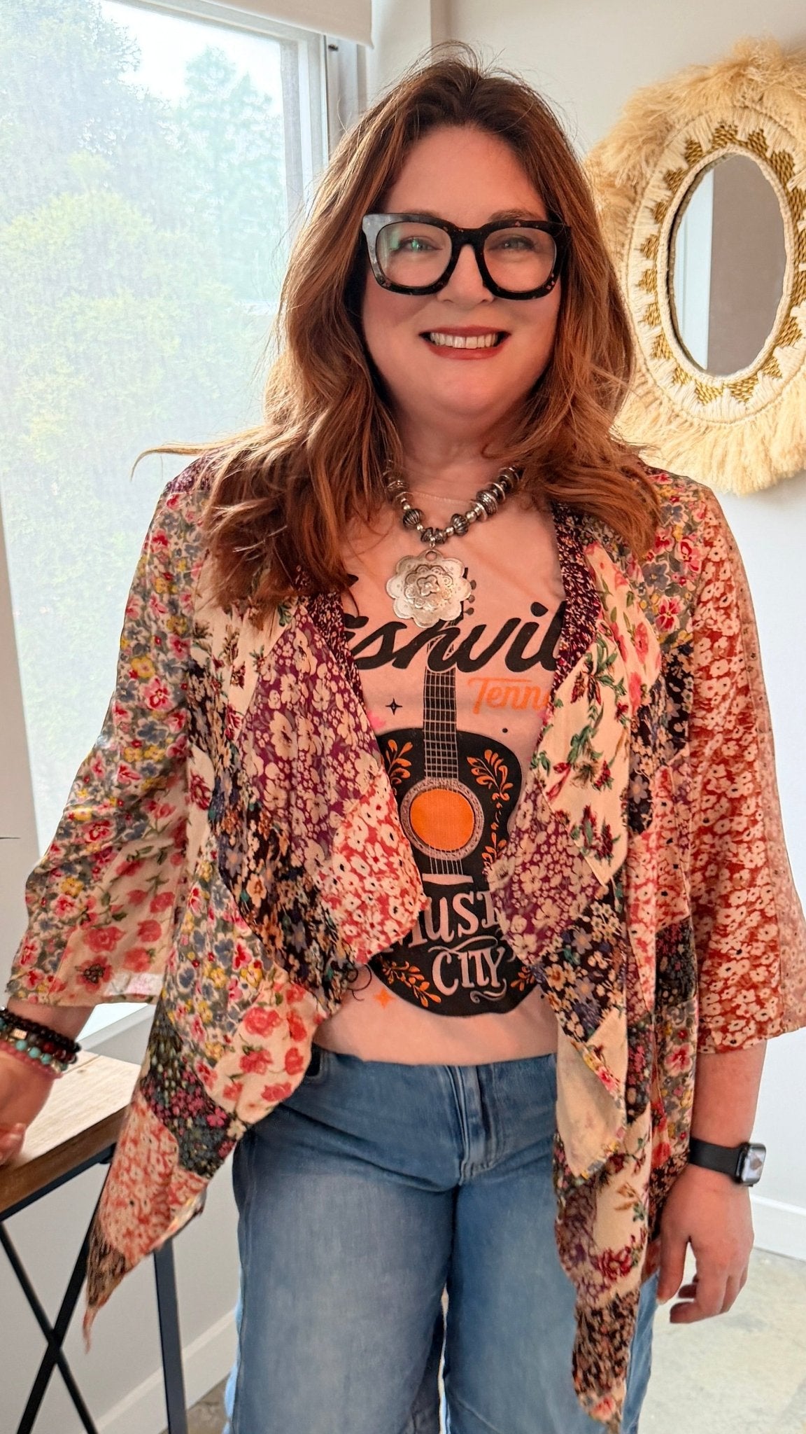 Flower Fields Patchwork Draped Jacket - Rebecca James Clothing