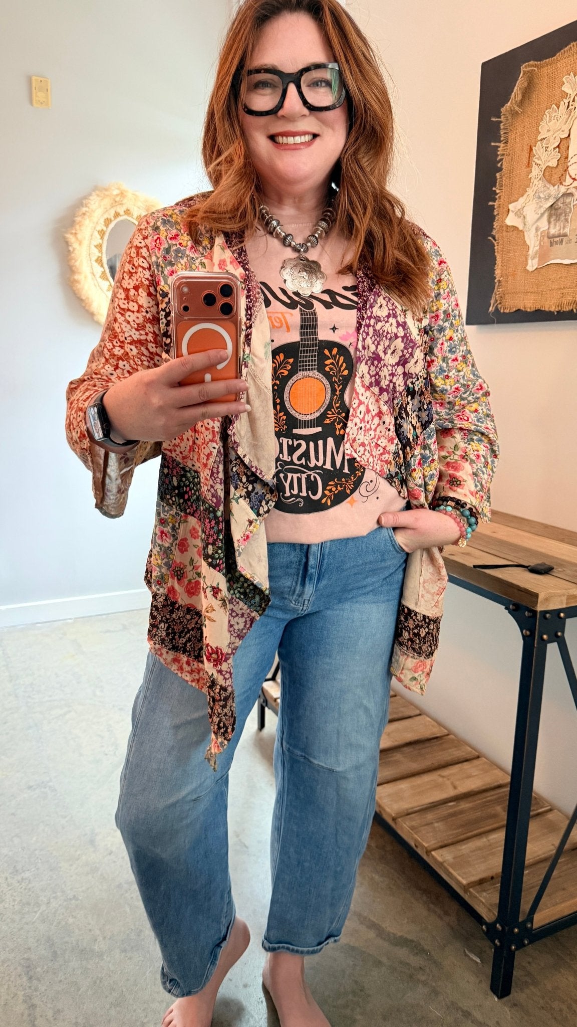 Flower Fields Patchwork Draped Jacket - Rebecca James Clothing