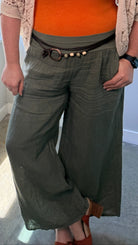 Flowy Linen Pants w/ Belt - Rebecca James Clothing