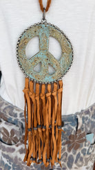 Funky Pottery Peace Sign Leather Boho Necklace - Rebecca James Clothing