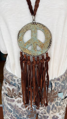 Funky Pottery Peace Sign Leather Boho Necklace - Rebecca James Clothing