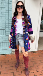 Fur Cuff Rainbow Storyteller Coat by Hand Jive - Rebecca James Clothing