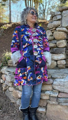 Fur Cuff Rainbow Storyteller Coat by Hand Jive - Rebecca James Clothing
