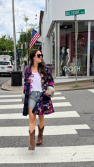 Fur Cuff Rainbow Storyteller Coat by Hand Jive - Rebecca James Clothing