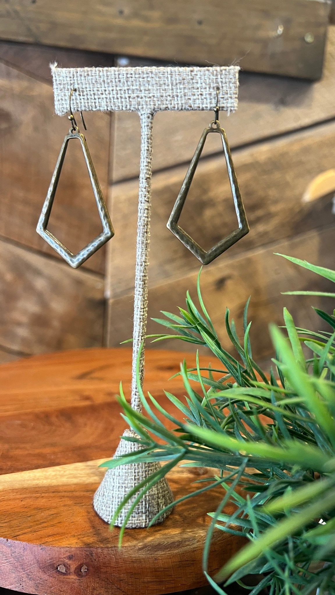 Geometric Brass Dangle Earrings - Rebecca James Clothing