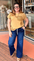 Golden Brown Crochet Patchwork Cotton Top - Rebecca James Clothing