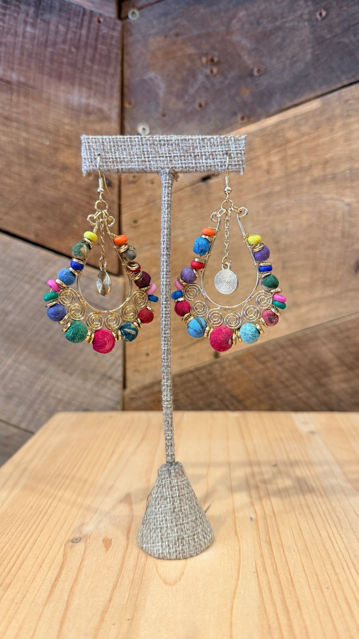 Handmade Colorful Gold Teardrop Earrings - Rebecca James Clothing