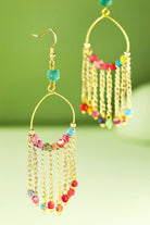 Handmade Dangle Hoop Earrings With Cotton Beads - Rebecca James Clothing