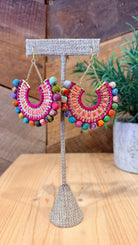 Handmade Magenta & Gold Cotton Bead Earrings - Rebecca James Clothing