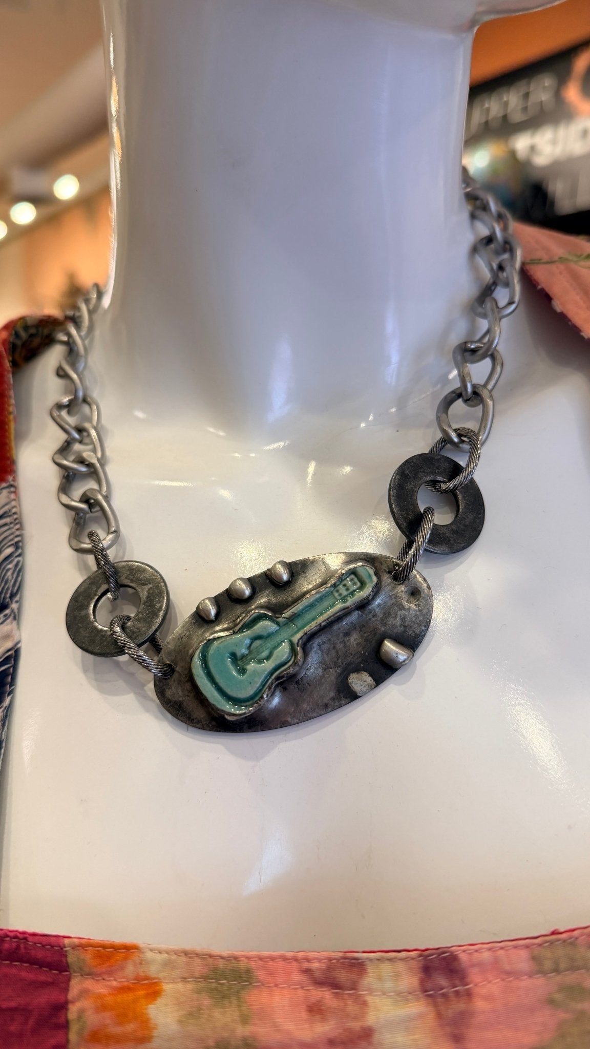 Handmade Pottery Guitar Necklace - Rebecca James Clothing