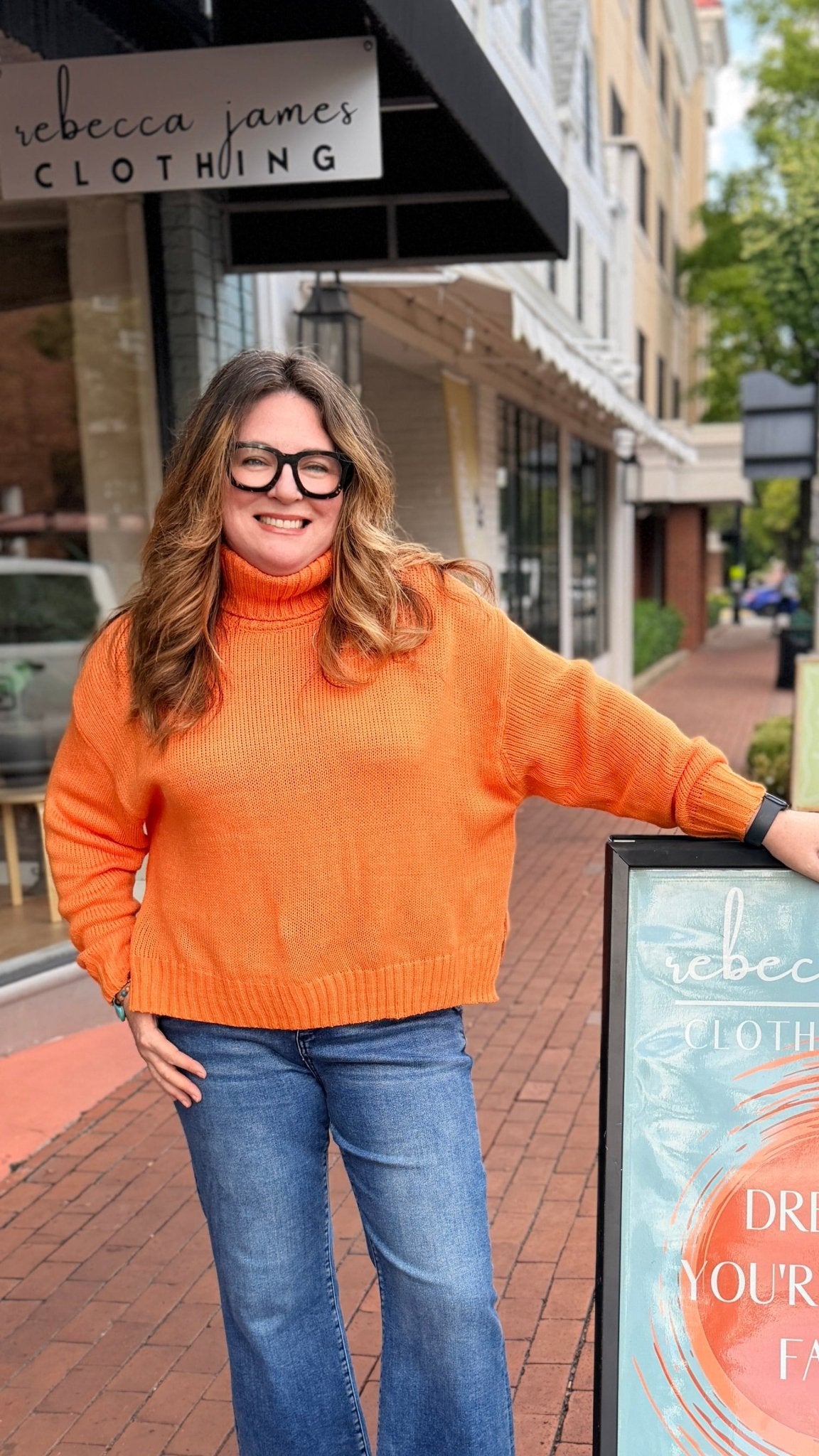 Harvest Orange Turtleneck Sweater - Rebecca James Clothing
