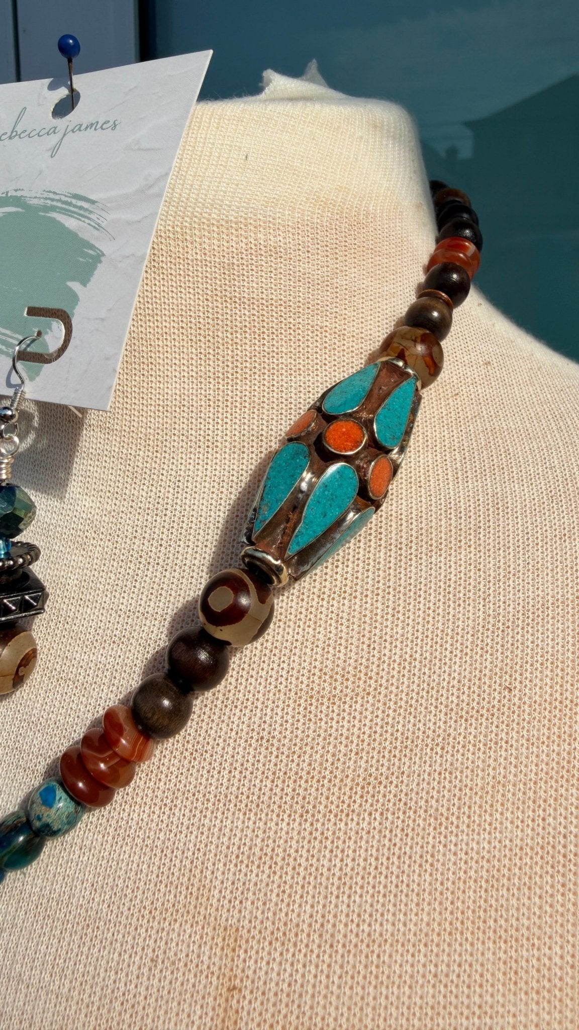Heart for Adventure Turquoise and Coral Necklace by RJC - Rebecca James Clothing