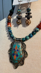 Heart for Adventure Turquoise and Coral Necklace by RJC - Rebecca James Clothing