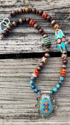 Heart for Adventure Turquoise and Coral Necklace by RJC - Rebecca James Clothing