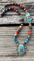 Heart for Adventure Turquoise and Coral Necklace by RJC - Rebecca James Clothing