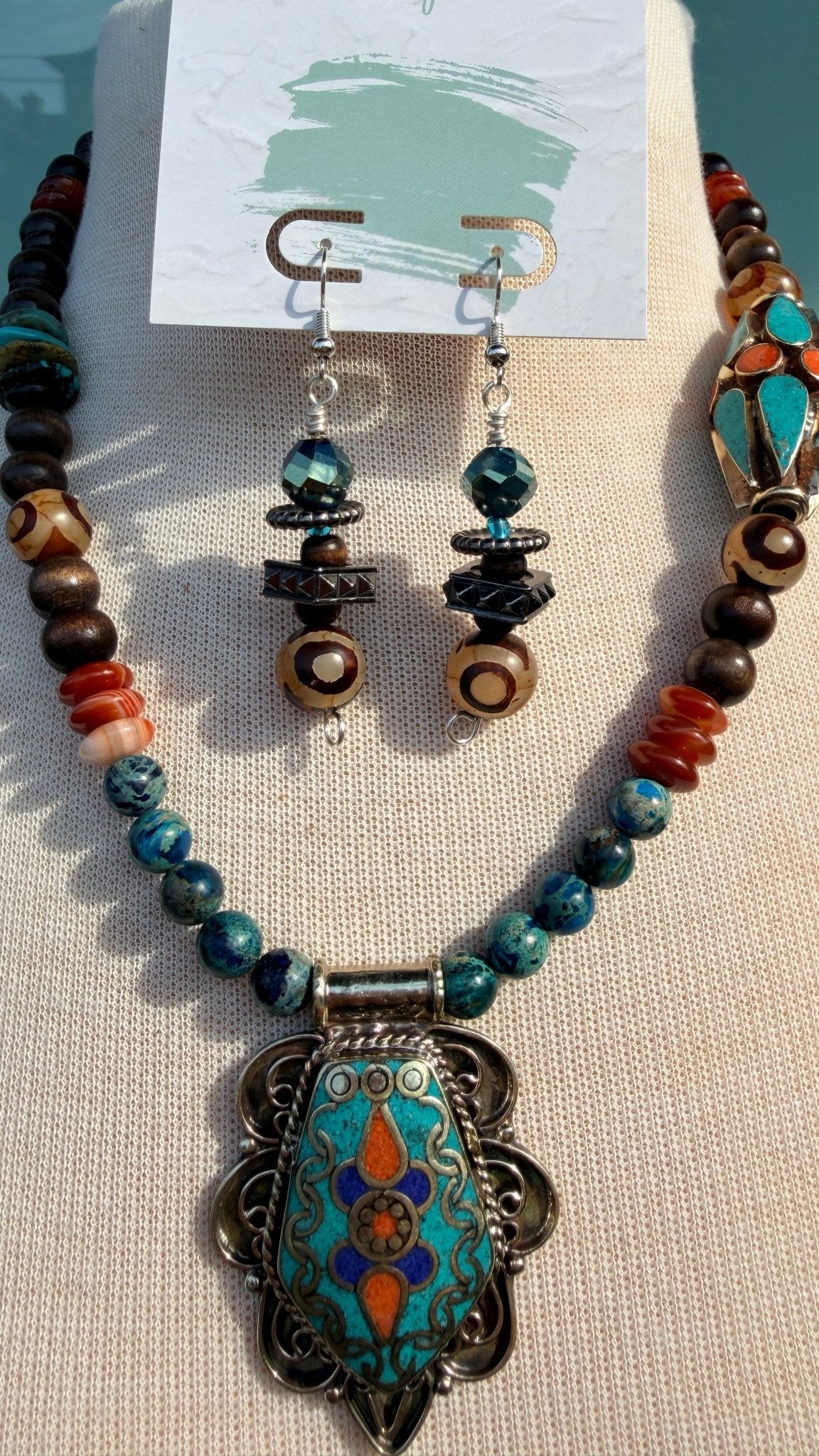 Heart for Adventure Turquoise and Coral Necklace by RJC - Rebecca James Clothing