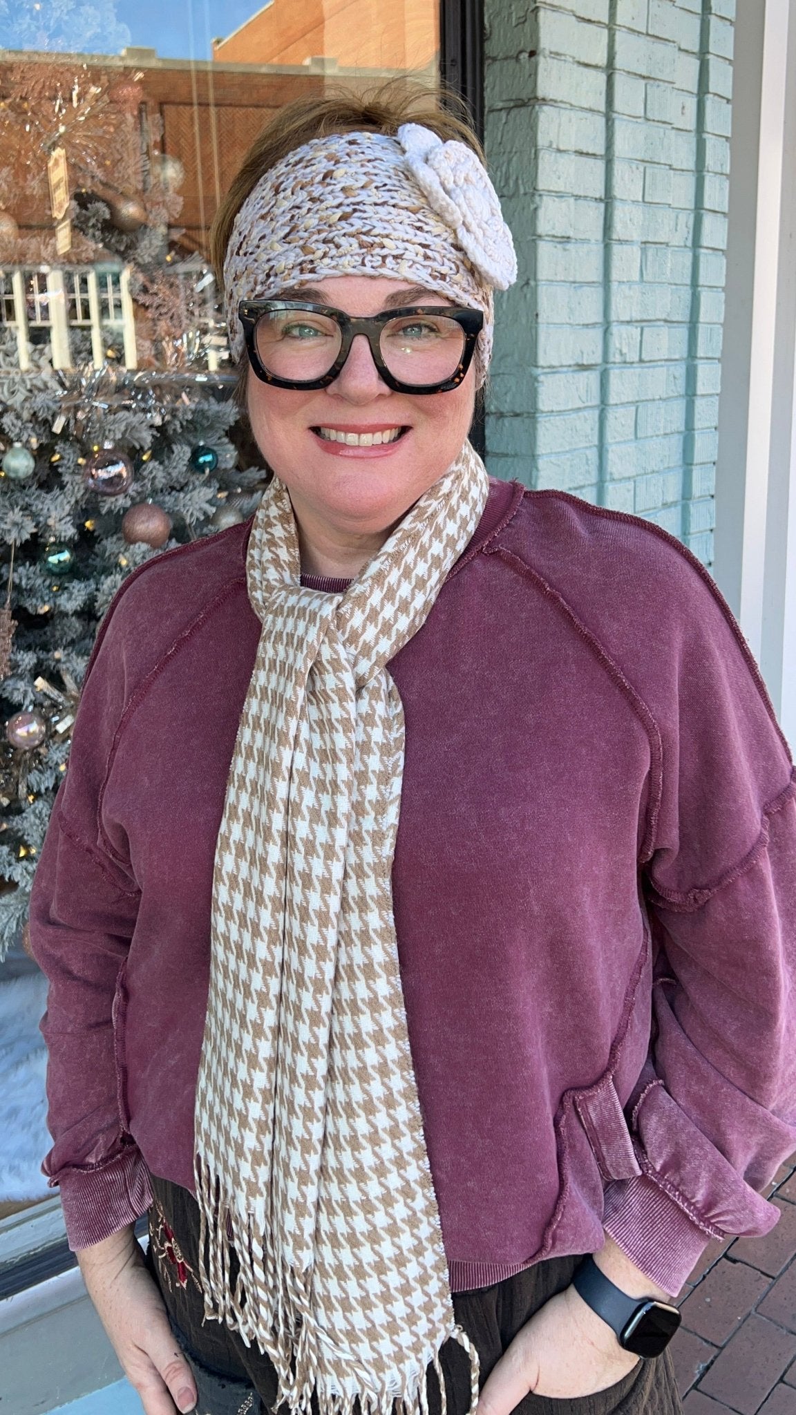 Herringbone Scarf & Knit Headband Gift Bundle - Rebecca James Clothing