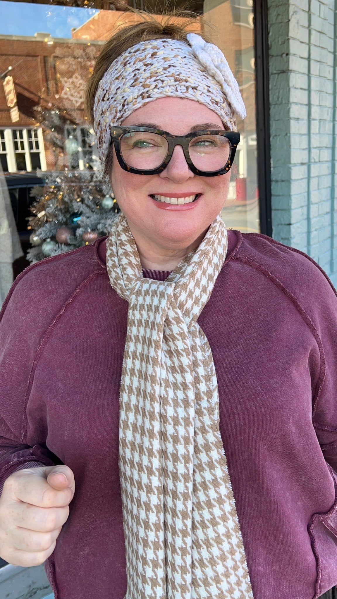 Herringbone Scarf & Knit Headband Gift Bundle - Rebecca James Clothing