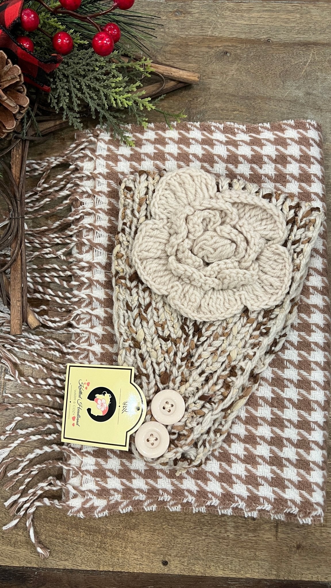 Herringbone Scarf & Knit Headband Gift Bundle - Rebecca James Clothing