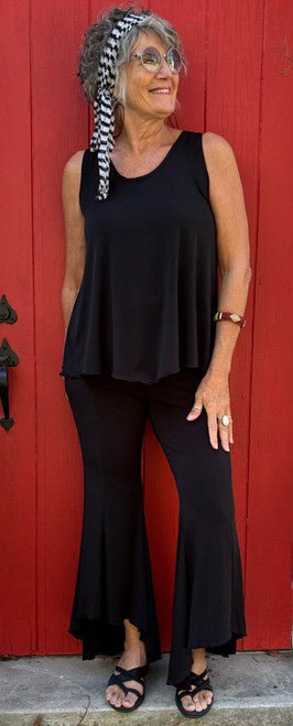 Hi Low Black Flare Pant by Hand Jive - Rebecca James Clothing