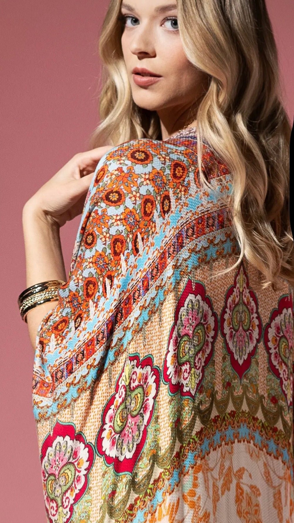 Hint Of Fall Colorful Fringe Kimono Wrap - Rebecca James Clothing