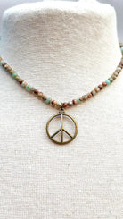 Imperial Jasper Beaded Pece Sign Choker Necklace - Rebecca James Clothing