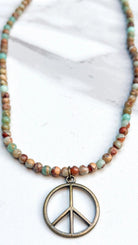 Imperial Jasper Beaded Pece Sign Choker Necklace - Rebecca James Clothing