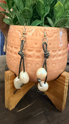 In the Mist Fresh Water Pearl & Leather Earrings - Rebecca James Clothing