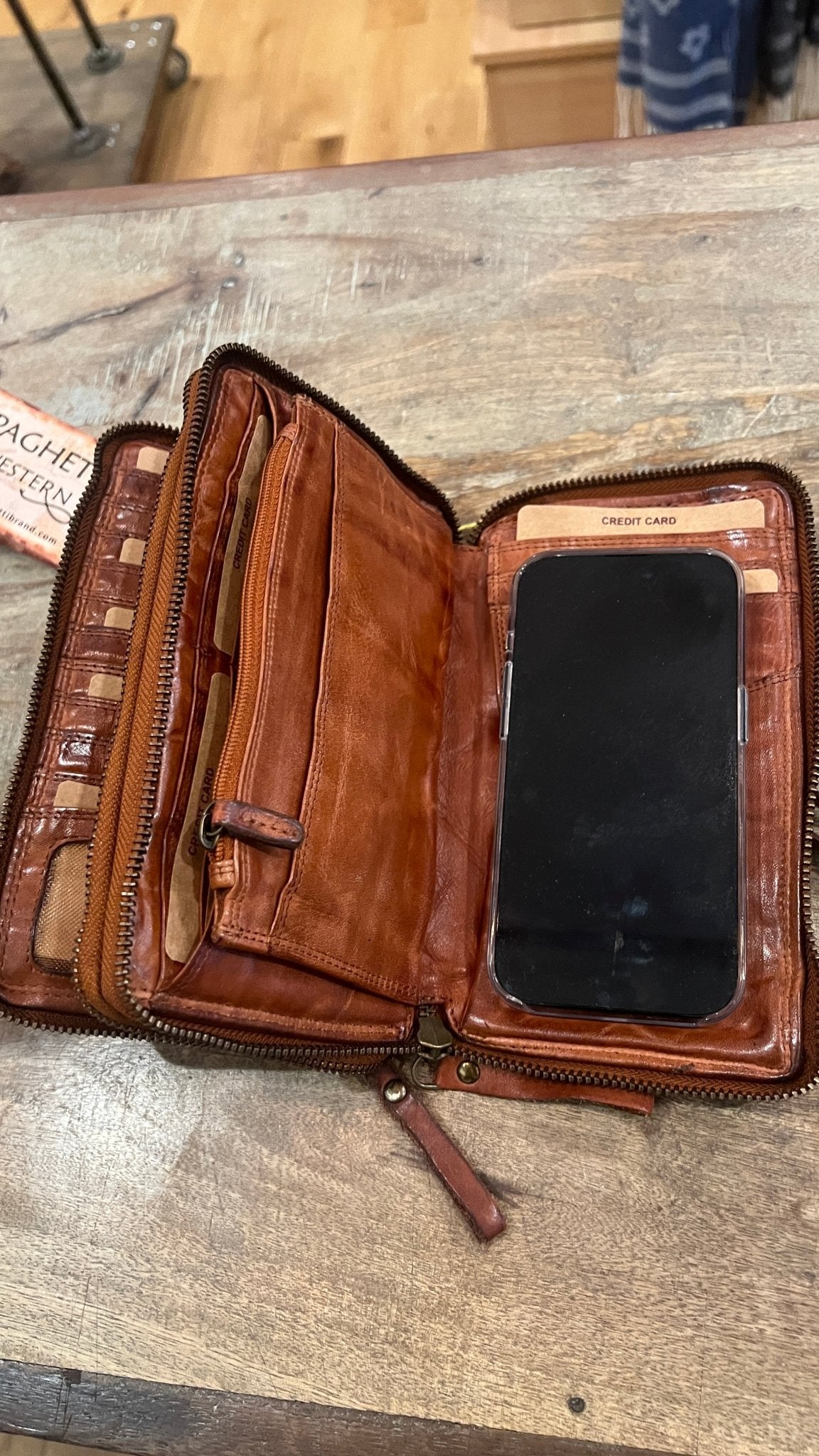 Italian Leather 4 Compartment Zipper Wallet Crossbody - Rebecca James Clothing