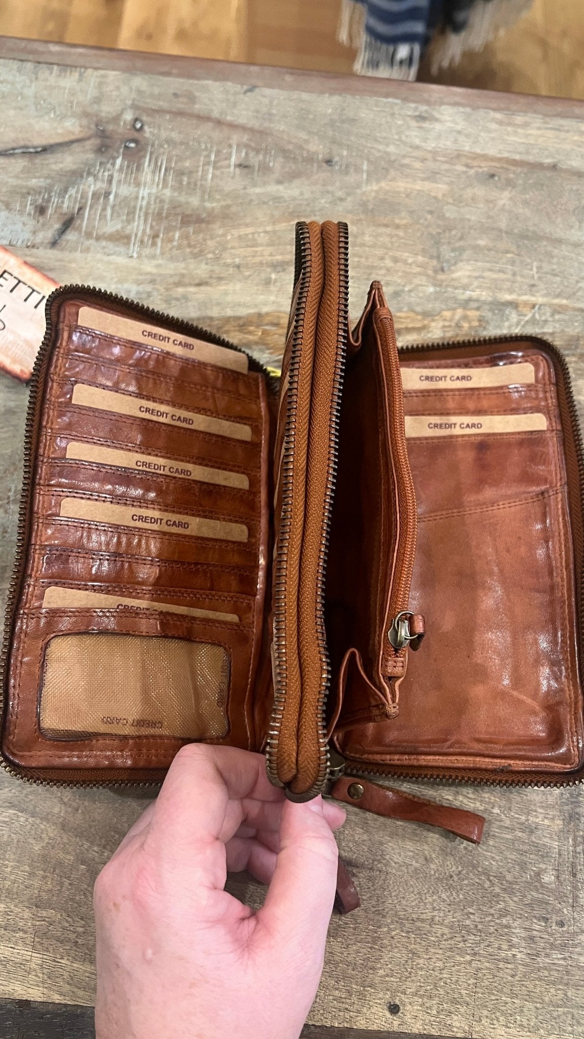 Italian Leather 4 Compartment Zipper Wallet Crossbody - Rebecca James Clothing