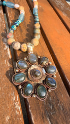 Jasper & Pearl Beaded Necklace w/ Labradorite Pendant by RJC - Rebecca James Clothing