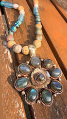 Jasper & Pearl Beaded Necklace w/ Labradorite Pendant by RJC - Rebecca James Clothing