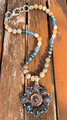 Jasper & Pearl Beaded Necklace w/ Labradorite Pendant by RJC - Rebecca James Clothing