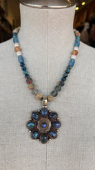 Jasper & Pearl Beaded Necklace w/ Labradorite Pendant by RJC - Rebecca James Clothing