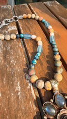 Jasper & Pearl Beaded Necklace w/ Labradorite Pendant by RJC - Rebecca James Clothing