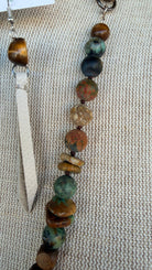 Jasper & Turquoise Necklace with Carved Rose Pendant by RJC - Rebecca James Clothing