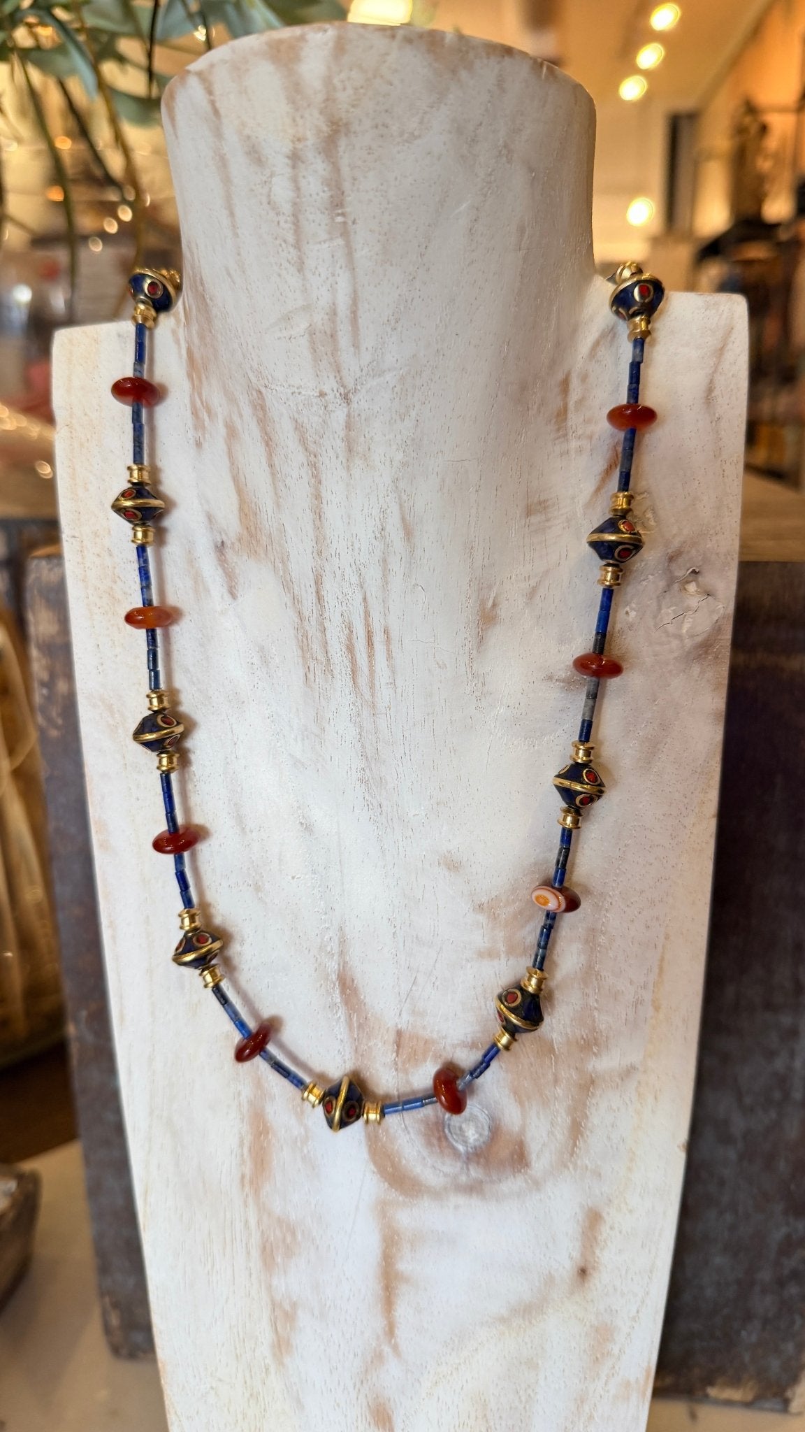 Lapis and Coral Beaded Necklace by RJC - Rebecca James Clothing