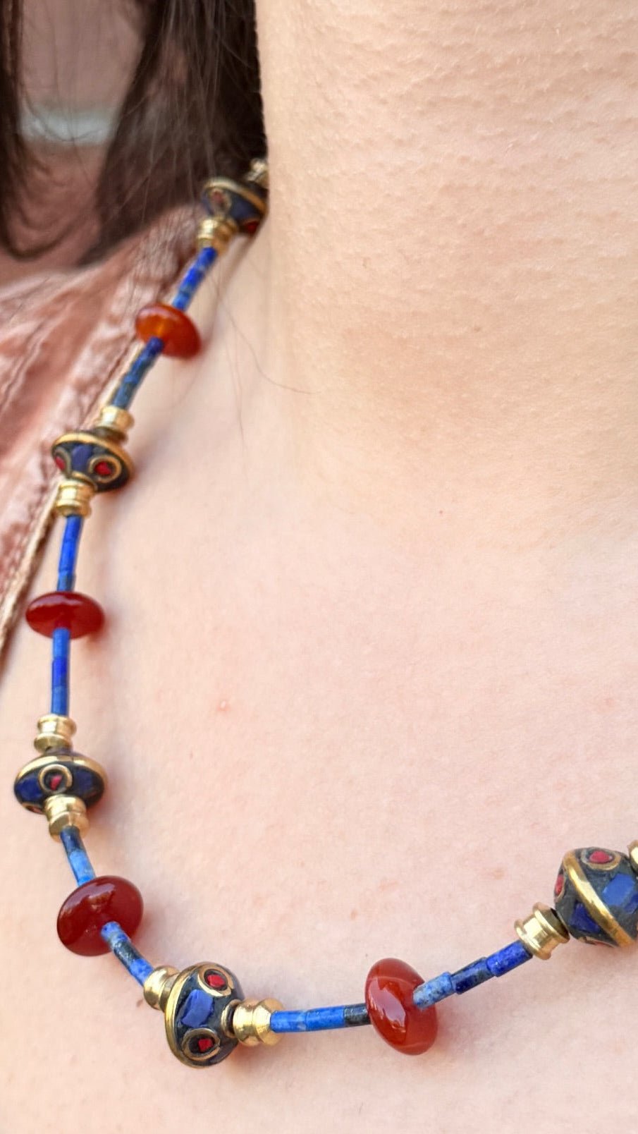 Lapis and Coral Beaded Necklace by RJC - Rebecca James Clothing