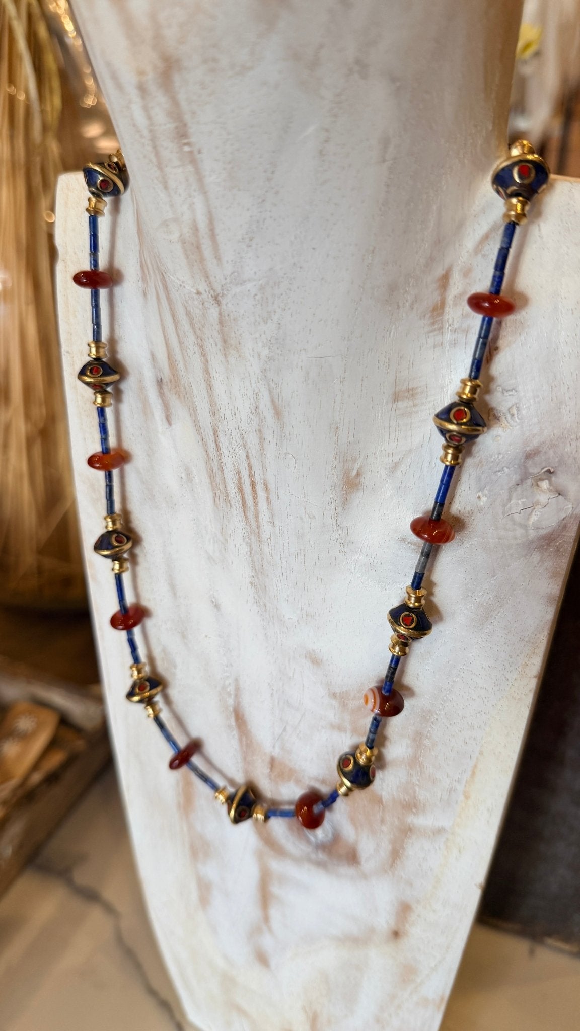 Lapis and Coral Beaded Necklace by RJC - Rebecca James Clothing
