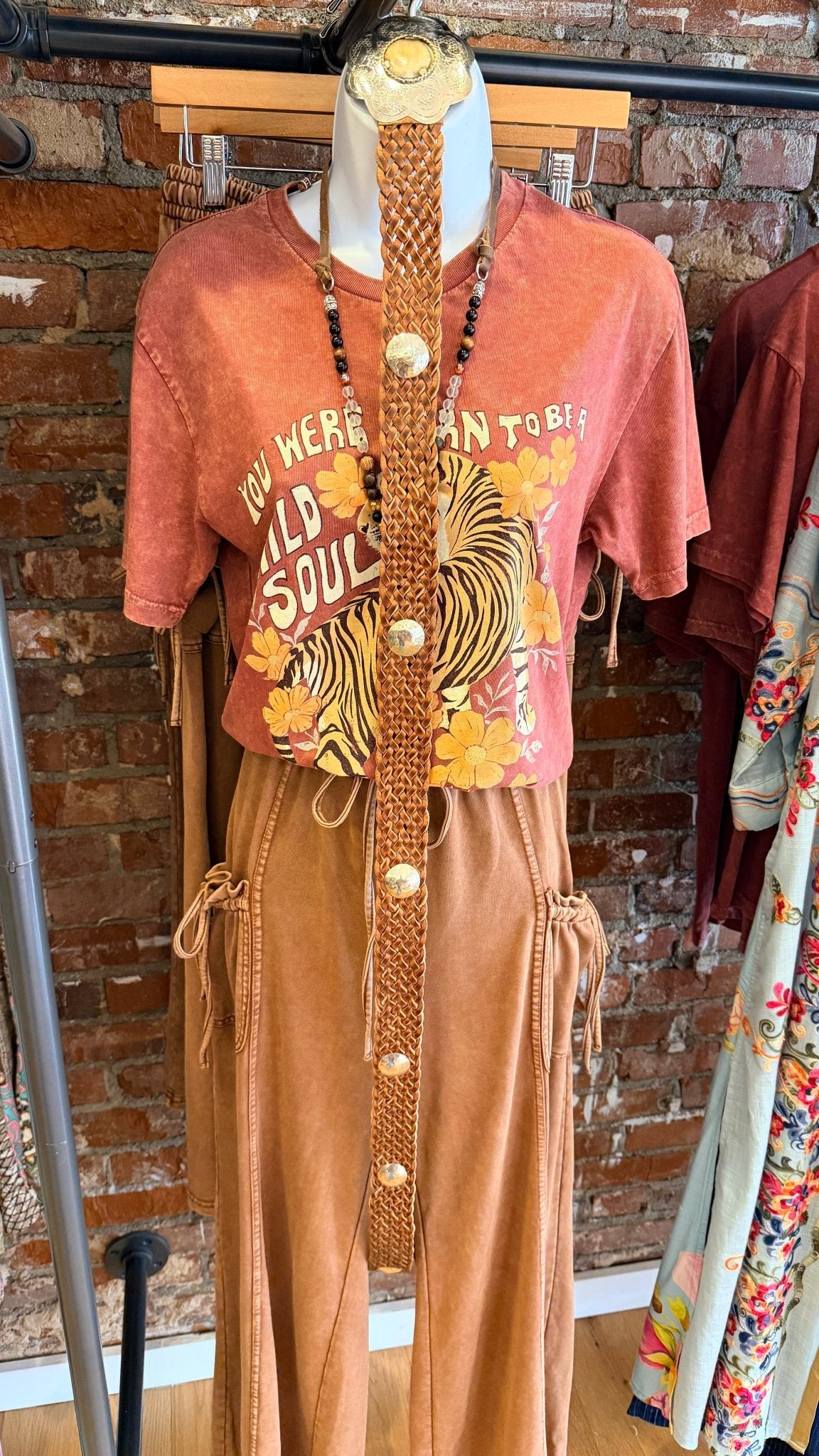Leather Boho Belt with Chunky Buckle - Rebecca James Clothing