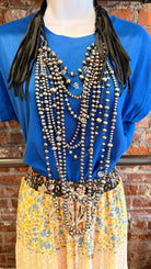 Leather & Silver Pearl Statement Necklace - Rebecca James Clothing