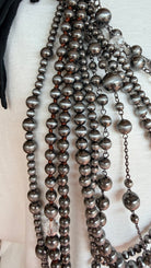 Leather & Silver Pearl Statement Necklace - Rebecca James Clothing