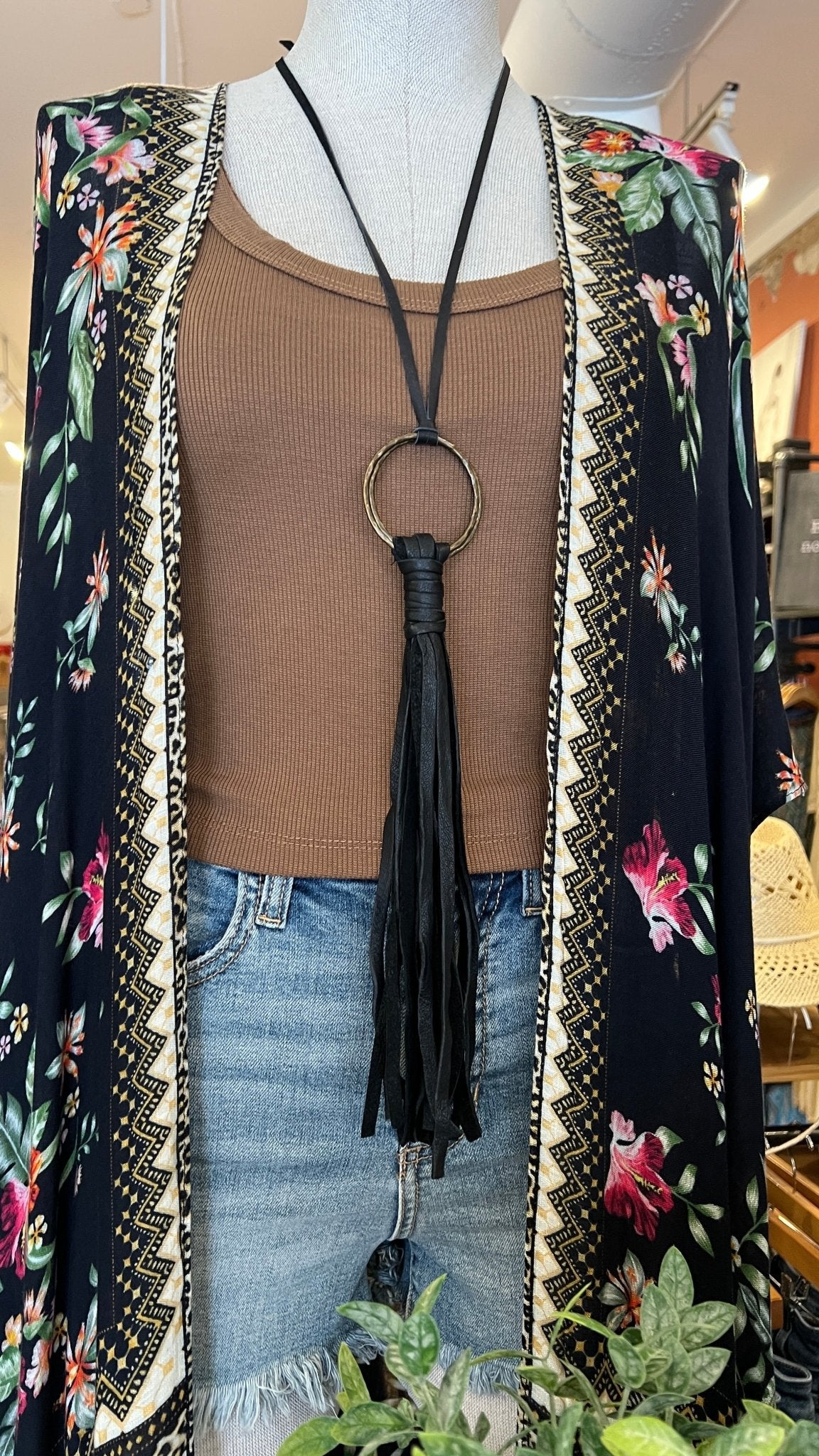 Leather Tassel Necklace - Rebecca James Clothing