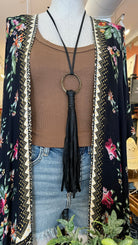 Leather Tassel Necklace - Rebecca James Clothing